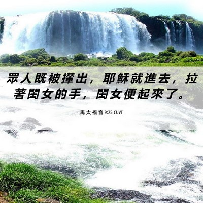 Picture 06 - 馬 太 福 音 9:25 CUVT - 眾 人 既 被 攆 出 ， 耶 穌 就 進 去 - Bible Verse Picture