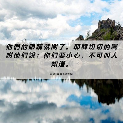 Picture 06 - 馬 太 福 音 9:30 CUVT - 他 們 的 眼 睛 就 開 了 。 耶 穌 切 - Bible Verse Picture