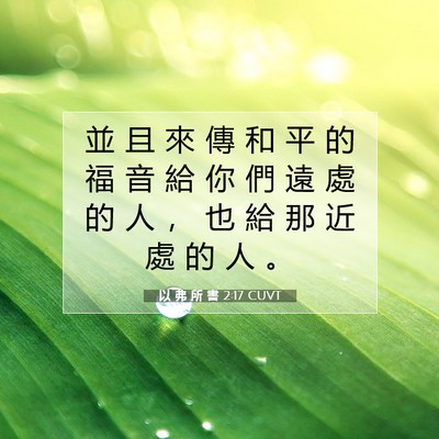 Picture 07 - 以 弗 所 書 2:17 CUVT - 並 且 來 傳 和 平 的 福 音 給 你 們 - Bible Verse Picture