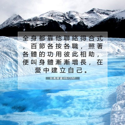 Picture 07 - 以 弗 所 書 4:16 CUVT - 全 身 都 靠 他 聯 絡 得 合 式 ， 百 - Bible Verse Picture