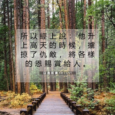 Picture 07 - 以 弗 所 書 4:8 CUVT - 所 以 經 上 說 ： 他 升 上 高 天 的 - Bible Verse Picture