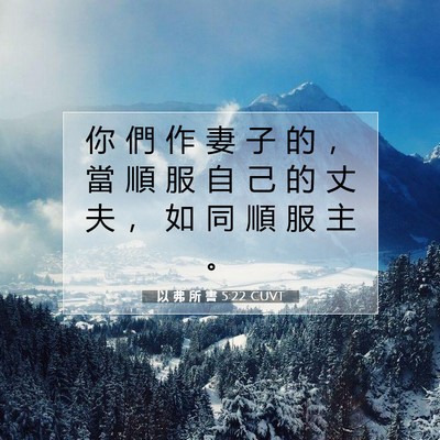 Picture 07 - 以 弗 所 書 5:22 CUVT - 你 們 作 妻 子 的 ， 當 順 服 自 己 - Bible Verse Picture