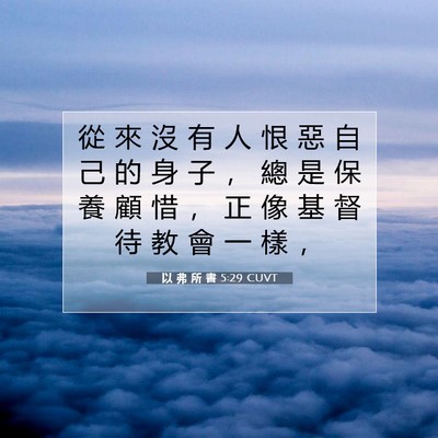 Picture 07 - 以 弗 所 書 5:29 CUVT - 從 來 沒 有 人 恨 惡 自 己 的 身 子 - Bible Verse Picture