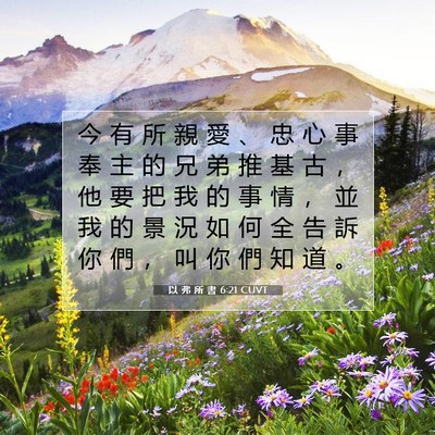 Picture 07 - 以 弗 所 書 6:21 CUVT - 今 有 所 親 愛 、 忠 心 事 奉 主 的 - Bible Verse Picture