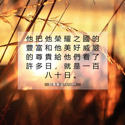 Picture 07 - 以 斯 帖 記 1:4 CUVT - 他 把 他 榮 耀 之 國 的 豐 富 和 他 - Bible Verse Picture