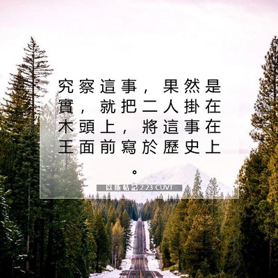Picture 07 - 以 斯 帖 記 2:23 CUVT - 究 察 這 事 ， 果 然 是 實 ， 就 把 - Bible Verse Picture