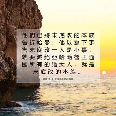 Picture 07 - 以 斯 帖 記 3:6 CUVT - 他 們 已 將 末 底 改 的 本 族 告 訴 - Bible Verse Picture
