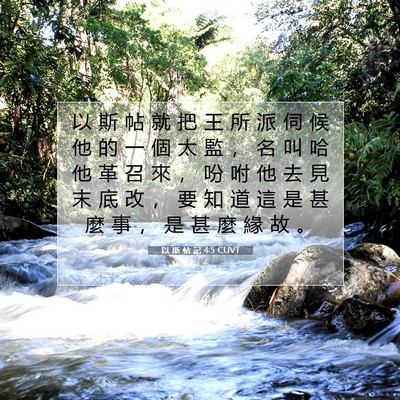 Picture 07 - 以 斯 帖 記 4:5 CUVT - 以 斯 帖 就 把 王 所 派 伺 候 他 的 - Bible Verse Picture