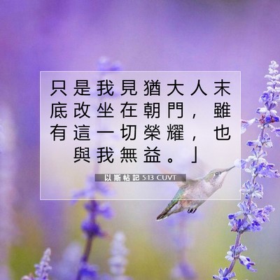 Picture 07 - 以 斯 帖 記 5:13 CUVT - 只 是 我 見 猶 大 人 末 底 改 坐 在 - Bible Verse Picture