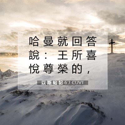 Picture 07 - 以 斯 帖 記 6:7 CUVT - 哈 曼 就 回 答 說 ： 王 所 喜 悅 尊 - Bible Verse Picture