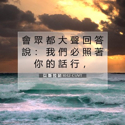 Picture 07 - 以 斯 拉 記 10:12 CUVT - 會 眾 都 大 聲 回 答 說 ： 我 們 必 - Bible Verse Picture