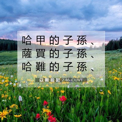 Picture 07 - 以 斯 拉 記 2:46 CUVT - 哈 甲 的 子 孫 、 薩 買 的 子 孫 、 - Bible Verse Picture