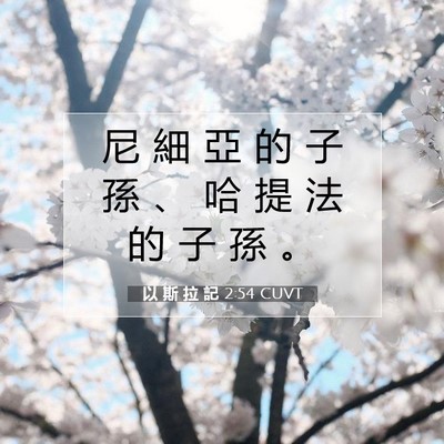 Picture 07 - 以 斯 拉 記 2:54 CUVT - 尼 細 亞 的 子 孫 、 哈 提 法 的 子 - Bible Verse Picture