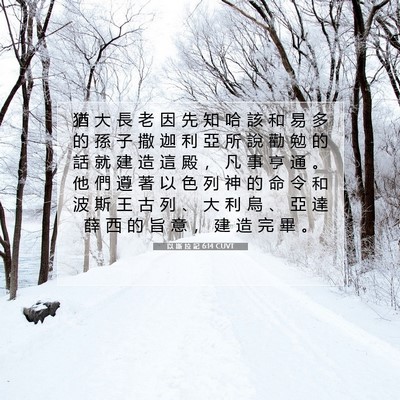 Picture 07 - 以 斯 拉 記 6:14 CUVT - 猶 大 長 老 因 先 知 哈 該 和 易 多 - Bible Verse Picture