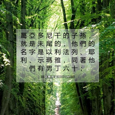 Picture 07 - 以 斯 拉 記 8:13 CUVT - 屬 亞 多 尼 干 的 子 孫 ， 就 是 末 - Bible Verse Picture