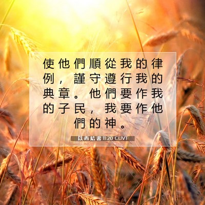 Picture 07 - 以 西 結 書 11:20 CUVT - 使 他 們 順 從 我 的 律 例 ， 謹 守 - Bible Verse Picture