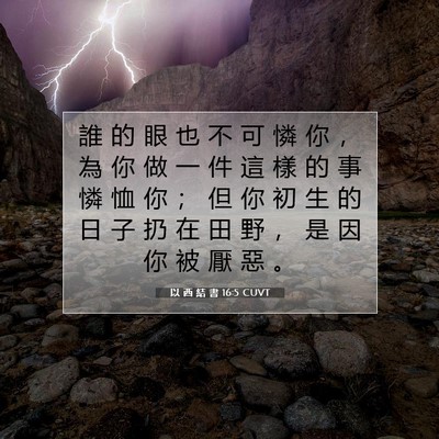Picture 07 - 以 西 結 書 16:5 CUVT - 誰 的 眼 也 不 可 憐 你 ， 為 你 做 - Bible Verse Picture