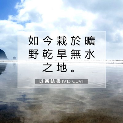 Picture 07 - 以 西 結 書 19:13 CUVT - 如 今 栽 於 曠 野 乾 旱 無 水 之 地 - Bible Verse Picture