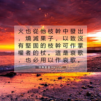 Picture 07 - 以 西 結 書 19:14 CUVT - 火 也 從 他 枝 幹 中 發 出 ， 燒 滅 - Bible Verse Picture