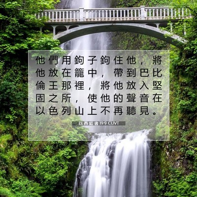 Picture 07 - 以 西 結 書 19:9 CUVT - 他 們 用 鉤 子 鉤 住 他 ， 將 他 放 - Bible Verse Picture