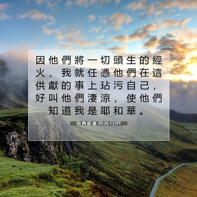 Picture 07 - 以 西 結 書 20:26 CUVT - 因 他 們 將 一 切 頭 生 的 經 火 ， - Bible Verse Picture