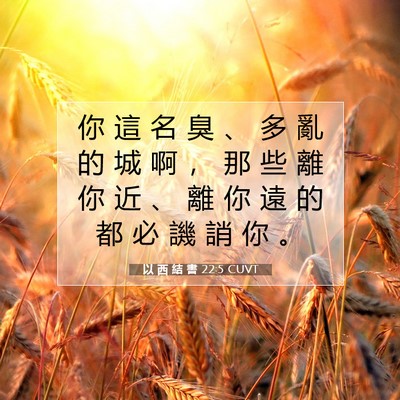 Picture 07 - 以 西 結 書 22:5 CUVT - 你 這 名 臭 、 多 亂 的 城 啊 ， 那 - Bible Verse Picture