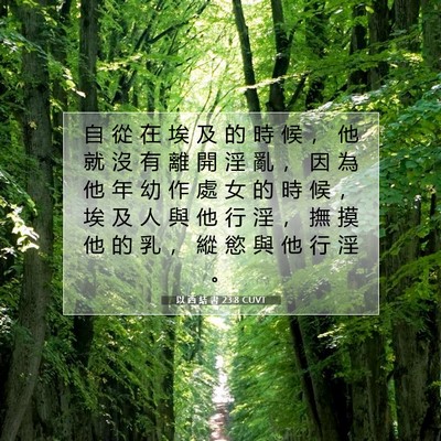 Picture 07 - 以 西 結 書 23:8 CUVT - 自 從 在 埃 及 的 時 候 ， 他 就 沒 - Bible Verse Picture
