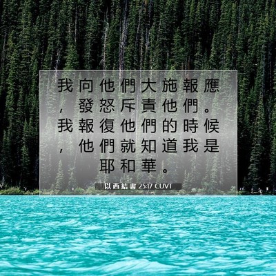 Picture 07 - 以 西 結 書 25:17 CUVT - 我 向 他 們 大 施 報 應 ， 發 怒 斥 - Bible Verse Picture