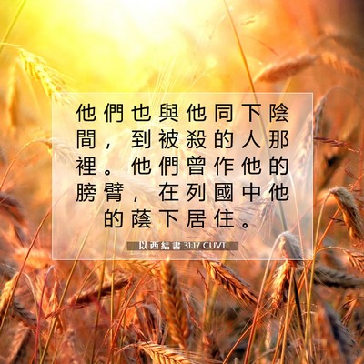Picture 07 - 以 西 結 書 31:17 CUVT - 他 們 也 與 他 同 下 陰 間 ， 到 被 - Bible Verse Picture
