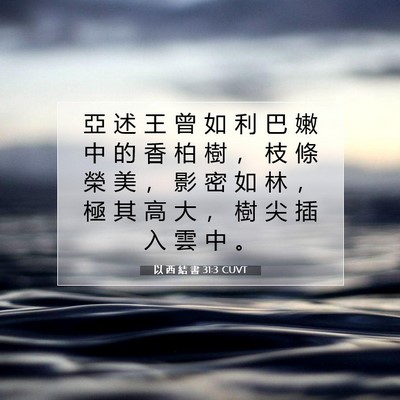 Picture 07 - 以 西 結 書 31:3 CUVT - 亞 述 王 曾 如 利 巴 嫩 中 的 香 柏 - Bible Verse Picture