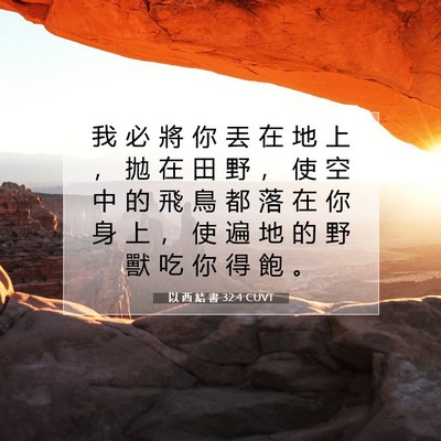 Picture 07 - 以 西 結 書 32:4 CUVT - 我 必 將 你 丟 在 地 上 ， 拋 在 田 - Bible Verse Picture