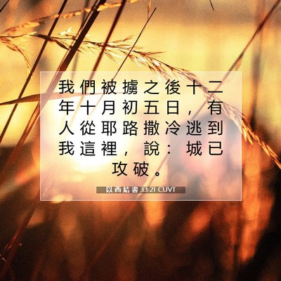 Picture 07 - 以 西 結 書 33:21 CUVT - 我 們 被 擄 之 後 十 二 年 十 月 初 - Bible Verse Picture
