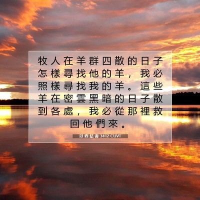 Picture 07 - 以 西 結 書 34:12 CUVT - 牧 人 在 羊 群 四 散 的 日 子 怎 樣 - Bible Verse Picture