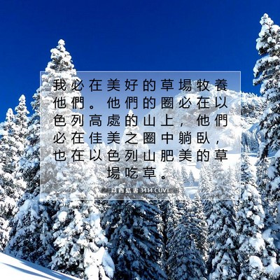 Picture 07 - 以 西 結 書 34:14 CUVT - 我 必 在 美 好 的 草 場 牧 養 他 們 - Bible Verse Picture