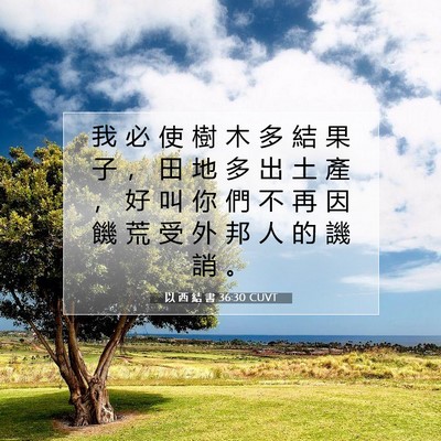 Picture 07 - 以 西 結 書 36:30 CUVT - 我 必 使 樹 木 多 結 果 子 ， 田 地 - Bible Verse Picture
