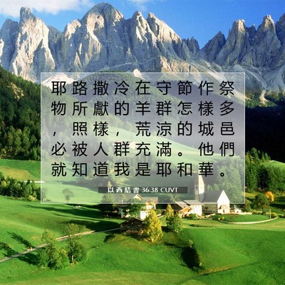 Picture 07 - 以 西 結 書 36:38 CUVT - 耶 路 撒 冷 在 守 節 作 祭 物 所 獻 - Bible Verse Picture