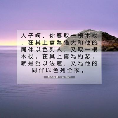 Picture 07 - 以 西 結 書 37:16 CUVT - 人 子 啊 ， 你 要 取 一 根 木 杖 ， - Bible Verse Picture