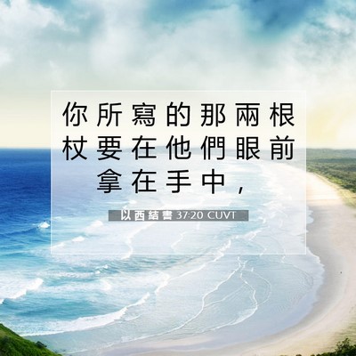 Picture 07 - 以 西 結 書 37:20 CUVT - 你 所 寫 的 那 兩 根 杖 要 在 他 們 - Bible Verse Picture