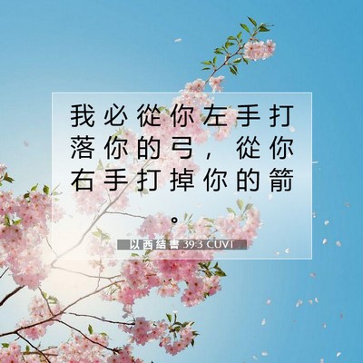 Picture 07 - 以 西 結 書 39:3 CUVT - 我 必 從 你 左 手 打 落 你 的 弓 ， - Bible Verse Picture