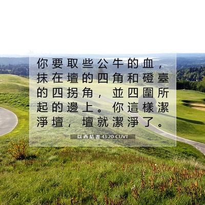 Picture 07 - 以 西 結 書 43:20 CUVT - 你 要 取 些 公 牛 的 血 ， 抹 在 壇 - Bible Verse Picture