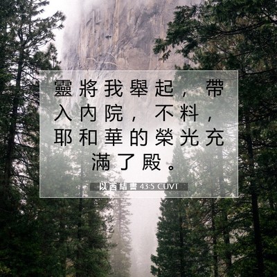Picture 07 - 以 西 結 書 43:5 CUVT - 靈 將 我 舉 起 ， 帶 入 內 院 ， 不 - Bible Verse Picture