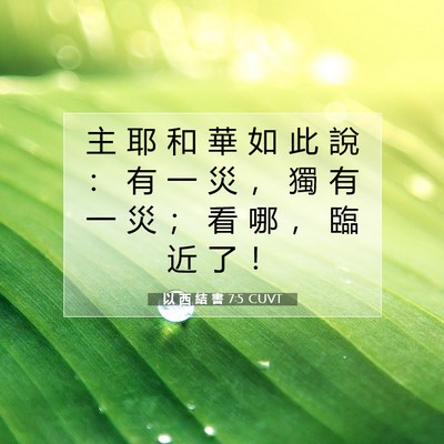 Picture 07 - 以 西 結 書 7:5 CUVT - 主 耶 和 華 如 此 說 ： 有 一 災 ， - Bible Verse Picture
