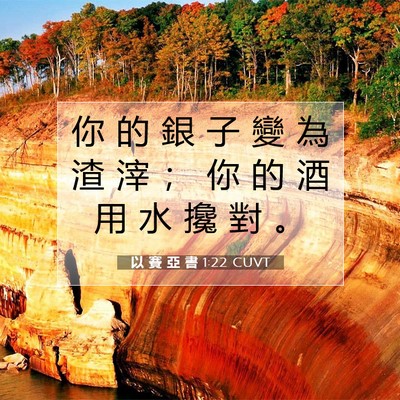 Picture 07 - 以 賽 亞 書 1:22 CUVT - 你 的 銀 子 變 為 渣 滓 ； 你 的 酒 - Bible Verse Picture
