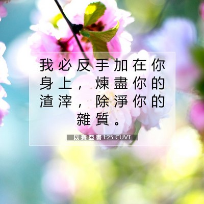 Picture 07 - 以 賽 亞 書 1:25 CUVT - 我 必 反 手 加 在 你 身 上 ， 煉 盡 - Bible Verse Picture