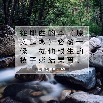 Picture 07 - 以 賽 亞 書 11:1 CUVT - 從 耶 西 的 本 （ 原 文 是 墩 ） 必 - Bible Verse Picture