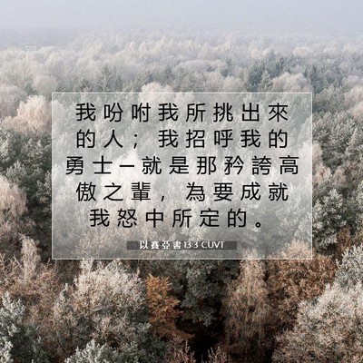 Picture 07 - 以 賽 亞 書 13:3 CUVT - 我 吩 咐 我 所 挑 出 來 的 人 ； 我 - Bible Verse Picture