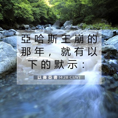Picture 07 - 以 賽 亞 書 14:28 CUVT - 亞 哈 斯 王 崩 的 那 年 ， 就 有 以 - Bible Verse Picture