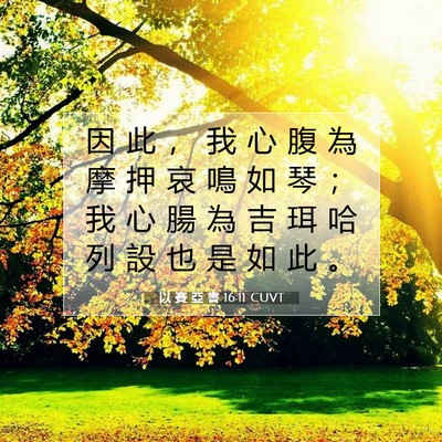 Picture 07 - 以 賽 亞 書 16:11 CUVT - 因 此 ， 我 心 腹 為 摩 押 哀 鳴 如 - Bible Verse Picture