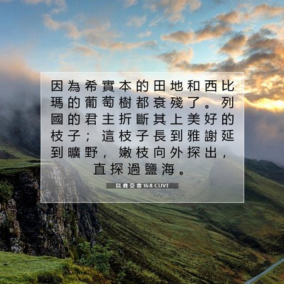 Picture 07 - 以 賽 亞 書 16:8 CUVT - 因 為 希 實 本 的 田 地 和 西 比 瑪 - Bible Verse Picture