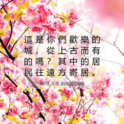 Picture 07 - 以 賽 亞 書 23:7 CUVT - 這 是 你 們 歡 樂 的 城 ， 從 上 古 - Bible Verse Picture
